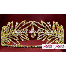 Tiara elegante rhinestone flor señoras oro nueva tiara